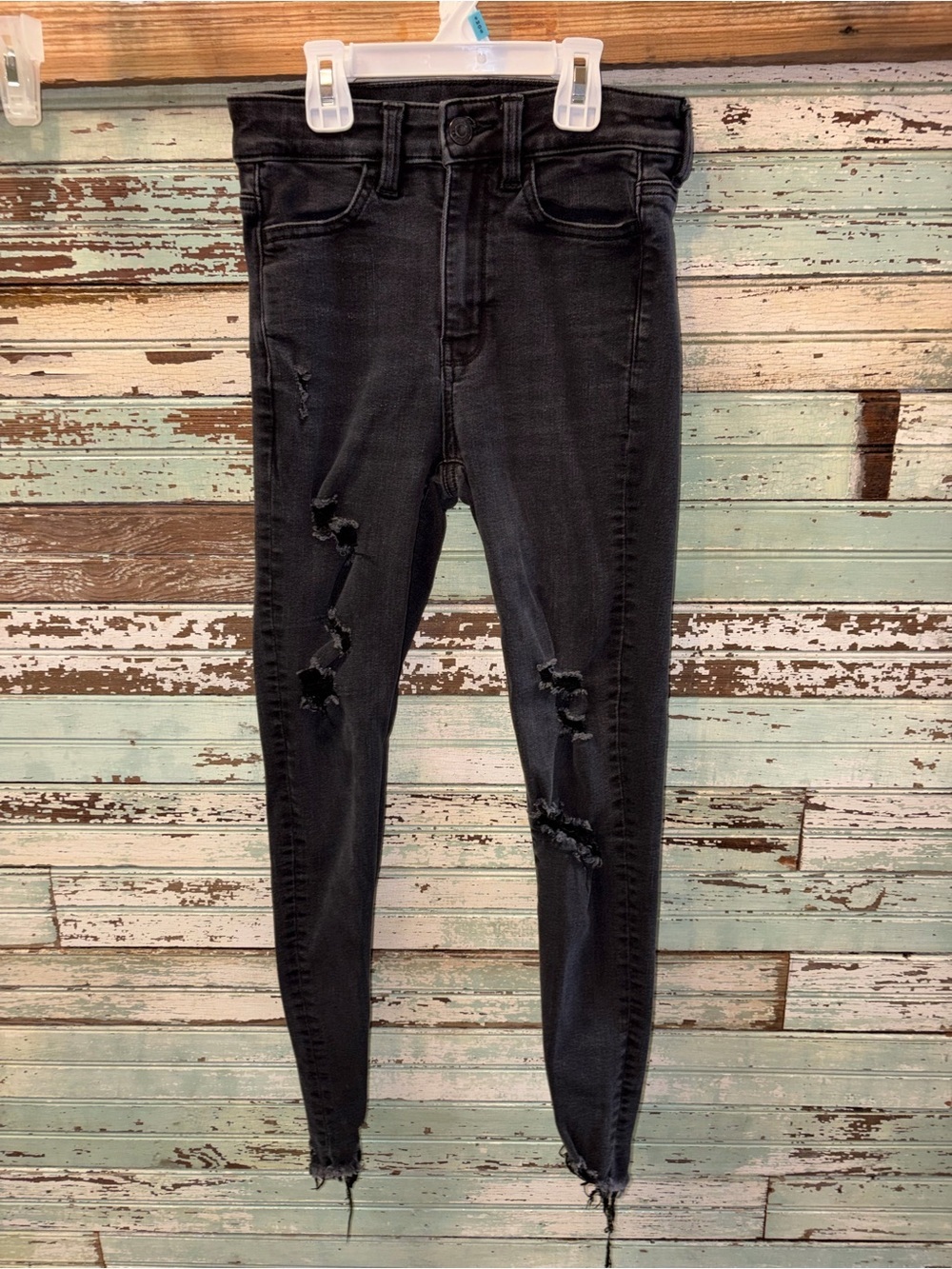 American Eagle Outfitters Black Distressed Skinny Jeans